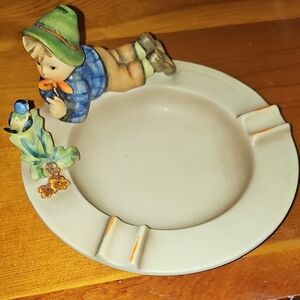 Goebel Cream and Blue Plate with Figurine